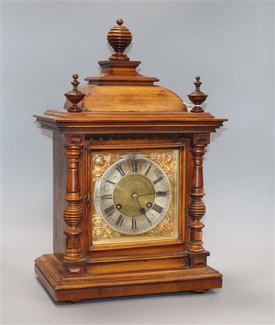 A German walnut mantel clock height 48cm